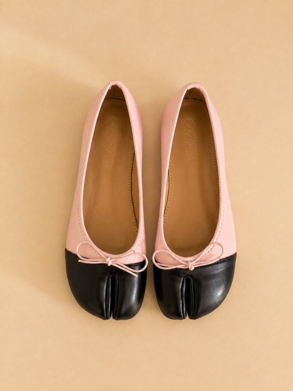 Tabi Black /Pink Split Toe Flat